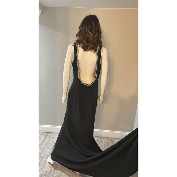 REEM ACRA Black Crystal Embellished Gown Size 12 - Picture 11 of 11